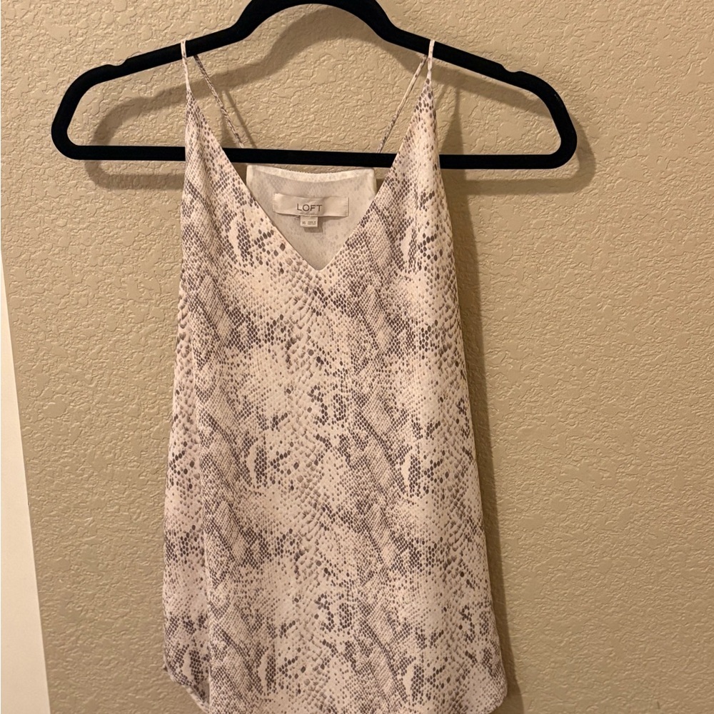 LOFT Women's Camisole in Snake Print - Gray and Cream